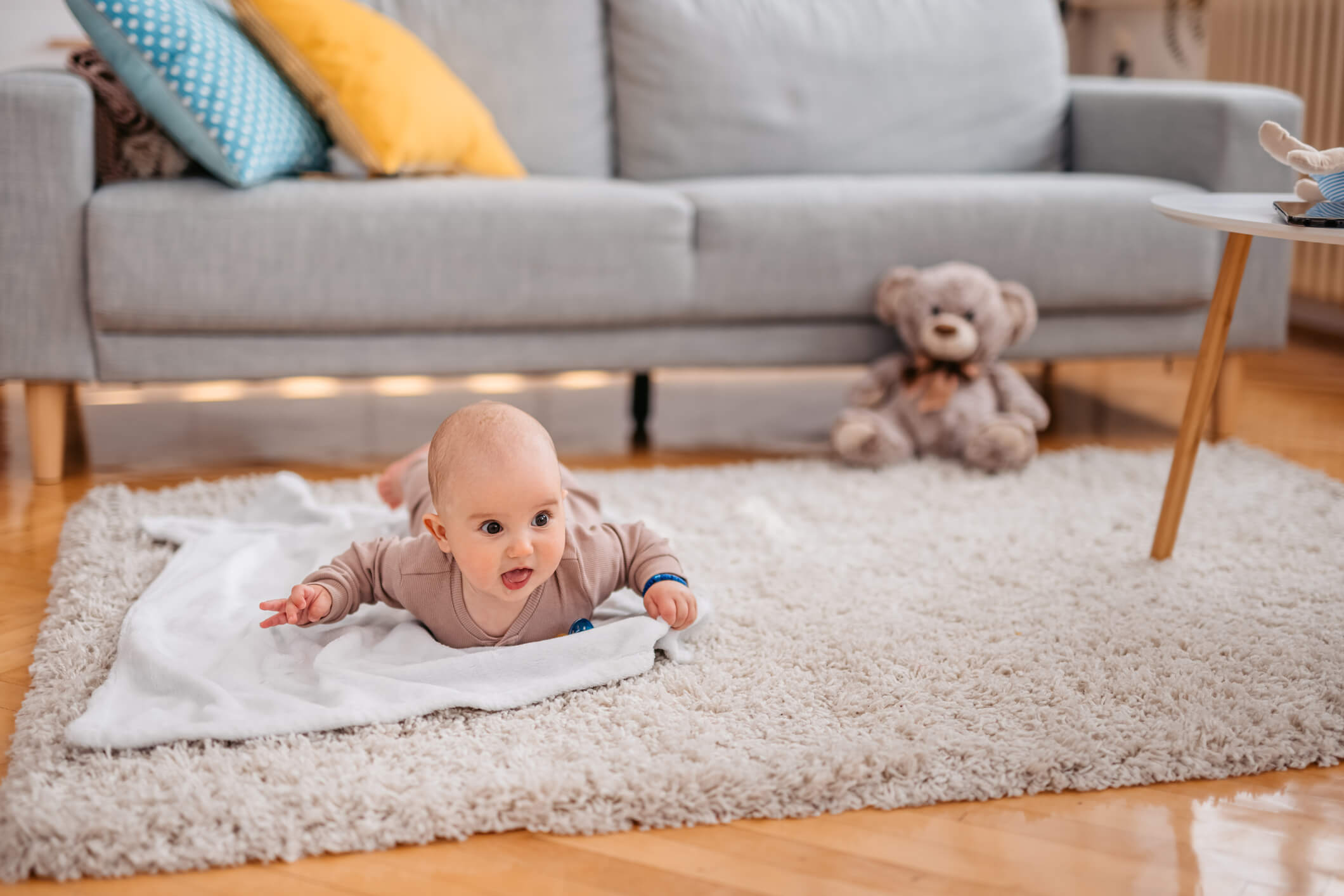 Baby on living room floor